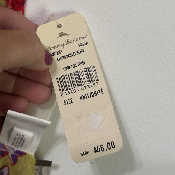 Tommy Bahama Corino Paisley Scarf Designer Thin Accessory Colorful Rectangle NEW - Picture 5 of 7